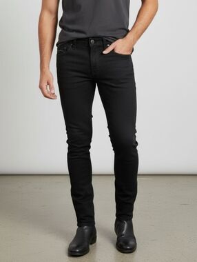Men's Black Jeans with Fleur-de-Lis Pocket Detail